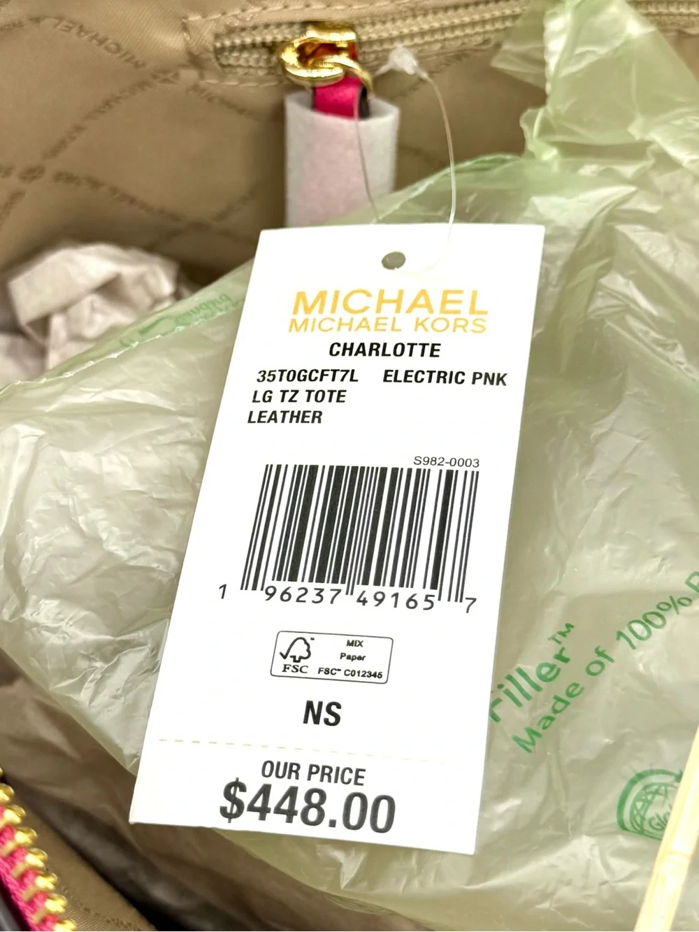 Michael Kors Large Charlotte Tote Bag Electric Pink